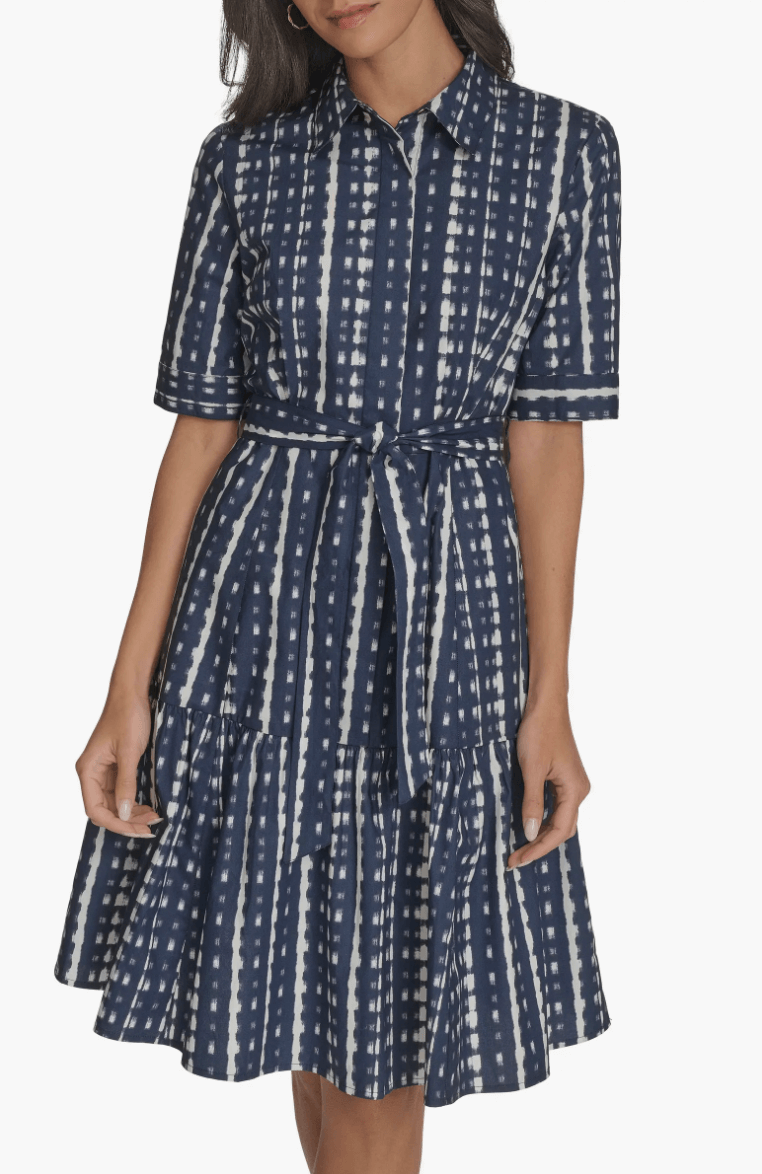 Elbow Length Sleeve Cotton Shirtdress